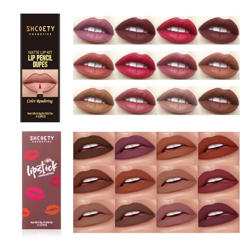 24 Matte Lip Liner Pencils Set | Waterproof Longwear