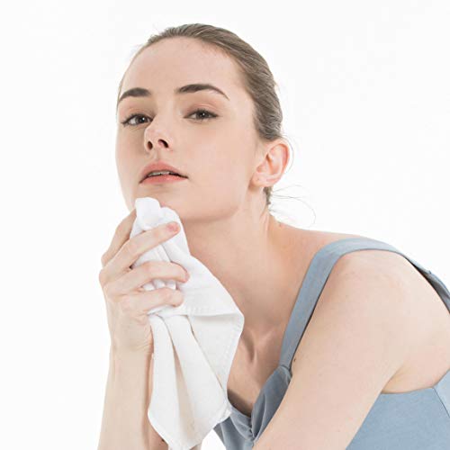 Microfiber Facial Cloths Face Towels Ultra Soft Fast Drying Washcloth Face Cloth for Bath 12 inch x 12 inch 6 Pack White
