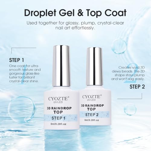 3D Raindrop Gel Polish Top Coat - Mirror High Gloss No Wipe