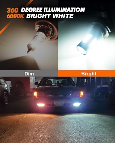 SEALIGHT 9006/HB4 LED Fog Light Bulbs, 360° Illumination 9006 HB4 Fog Lights LED for Car, 6000K Xenon White, 3 MINS Plug-and-Play, Pack of 2