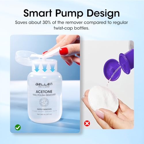 GELLEN 3-in-1 Acetone Gel Nail Polish Remover with Pump Head - 8 oz