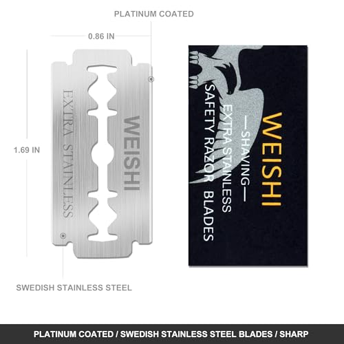 WEISHI 50Count Single Edge Razor Blades- Double Edge Safety Razor Extra Stainless Blades -Men's Safety for Shaving