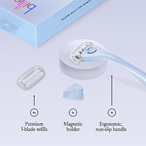 Billie Women’s Razor Kit with 4 Refills & Magnetic Holder - Cool Blue