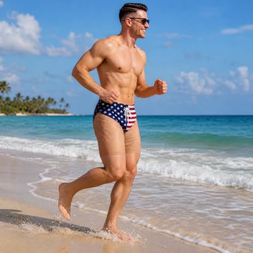 Men's Patriotic Swim Trunks - Quick Dry Beach Shorts