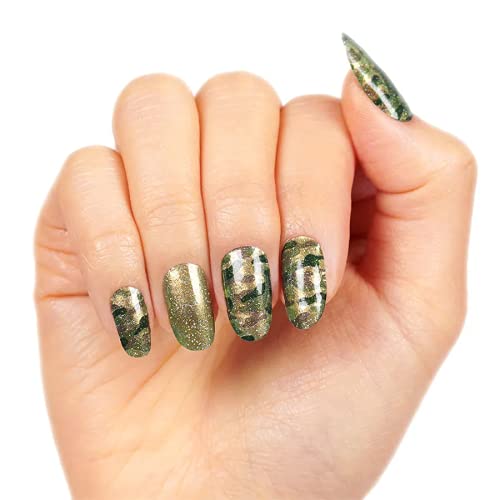 Color Street: Glam-ouflage (Metallic, Color Shifting green to gold camo w. subtle glitter overlay)