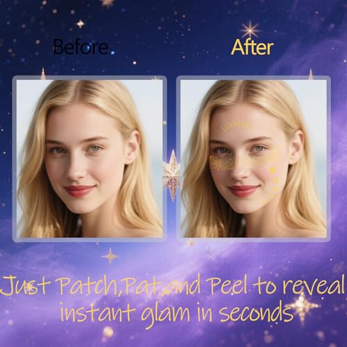 Gold Glitter Face Patches, Waterproof Temporary Tattoo Freckles