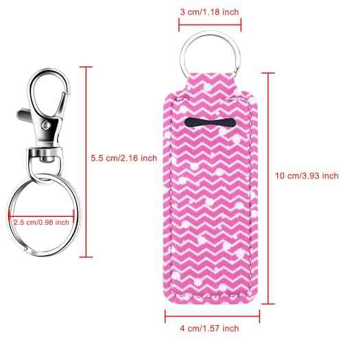 Duufin 20 Pieces Chapstick Keychain Holder Lip Balm Holder Lipstick Holder with 20 Pieces Metal Clip Cords for Purse Backpack