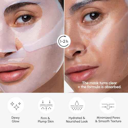 MAREE Hydrogel Collagen Facial Mask with Hyaluronic Acid ? Hydrating Face Masks Skincare ? Niacinamide, Amino Acids & Red Algae Extract ? Facial Masks For Women ? Mascarillas Para La Cara ? 4 Count