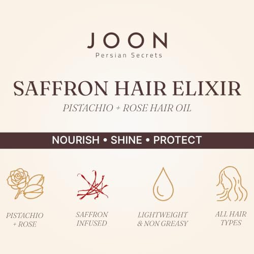 Joon Rose Saffron & Pistachio Hair Oil Elixir - 1.11 Fl Oz | Nourishing & Frizz Control
