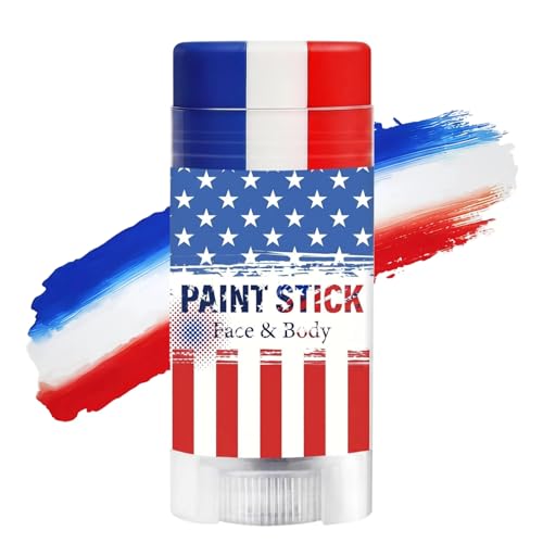 Patriotic 3-in-1 Face & Body Paint Sticks - Waterproof Red White Blue USA Flag