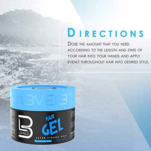 L3 - Hair Gel - Super Strong Hold - Flake Free - Long Lasting Shine - For Men and Women - Level 3 Gel - Add Volume and Texture