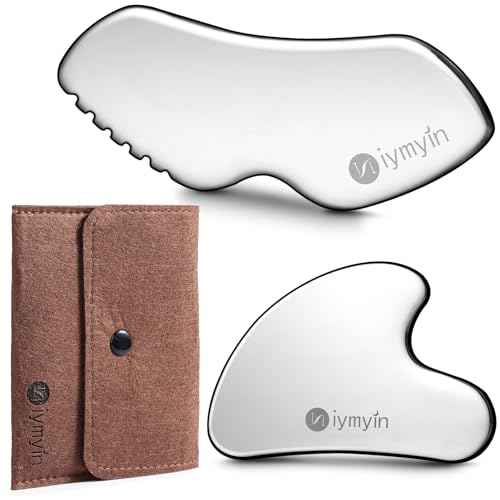 2 Pcs Stainless Steel Gua Sha Facial Tools Set, Face and Body Skin Massage, Facial Scraping Tools for Jaw Lift Massager, Puffiness Reduction, Lymphatic Drainage & Skin Tightening, Gift