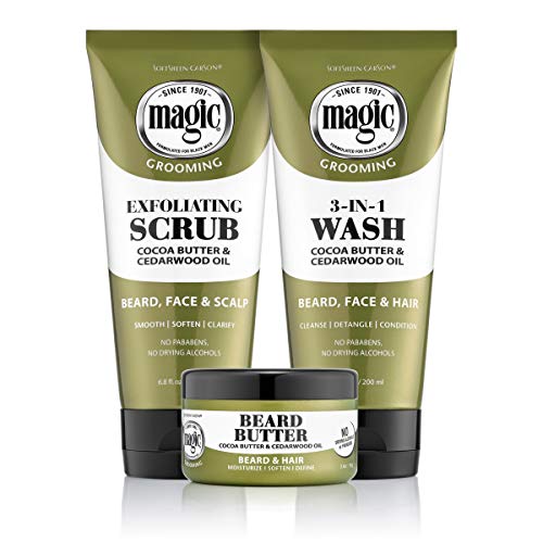 SoftSheen-Carson Magic Beard Wash 3 In 1 Cleanses and Conditions for Face, Beard and Hair, With Cocoa Butter and Shea Butter, 6.8 fluid ounces