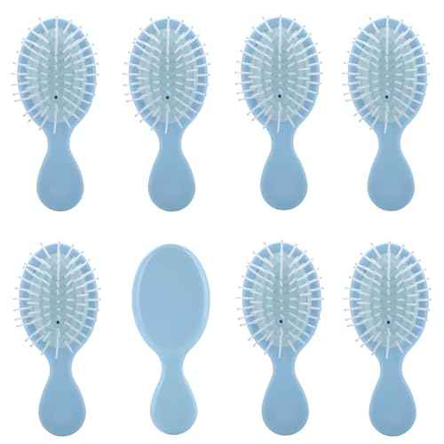 Bridesmaid Proposal Gifts 8 Pieces Mini Dry and Wet Travel Detangling Brush, Bachelorette Party Accessories, Dusty Blue