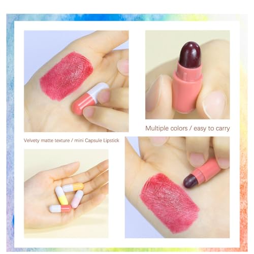 16 Pcs Mini Pills Lipstick Capsule Set, Waterproof Long Lasting Mini Matte Lipstick Set, Cute Capsule Velvet Matte Lipstick Set, Lipstick Bulk for Women