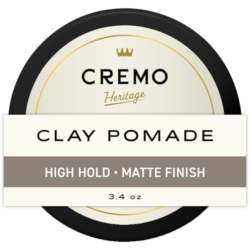 Cremo Premium Barber Grade Hair Styling Clay - Strong Hold Matte Finish, 3.4 oz