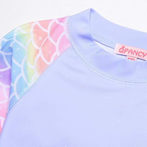 QPANCY Rash Guard for Girls Swimwear 2-Piece Mermaid Unicorn Swimsuit UPF 50+ UV