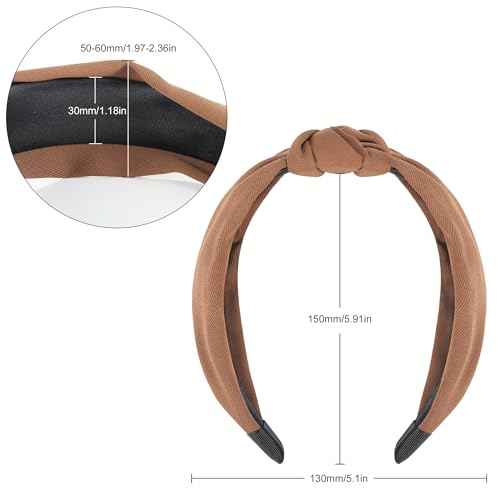 Funtopia Headbands for Women, 9pcs Fashion Knotted Headband Leopard Print Knot Hairband, Cute Wide Headbands for Women Girls Hair Accessories Set(Brown Black White)