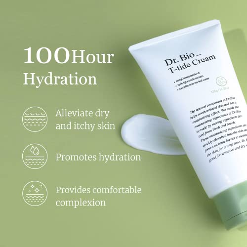 T-tide Cream, Long-Lasting Hydration for 100 Hours, Relief from Dry, Itchy Skin with Shea Butter, Probiotics & Cica, Vegan & Organic, Fragrance-Free, Korean Skincare, hypoallergenic