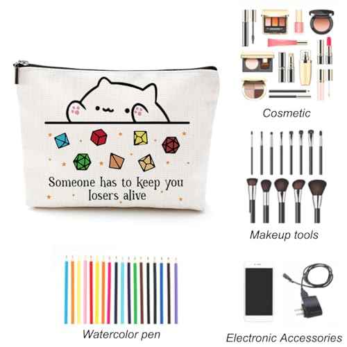 DnD Collection Class Character Makeup Bag Cat Throwing Dice DnD Dungeon Master Cosmetic Bag Dungeon Master Gifts Gamer Dice Bag Dragons Gamer Gift Dungeons And Dragons Gifts for Women