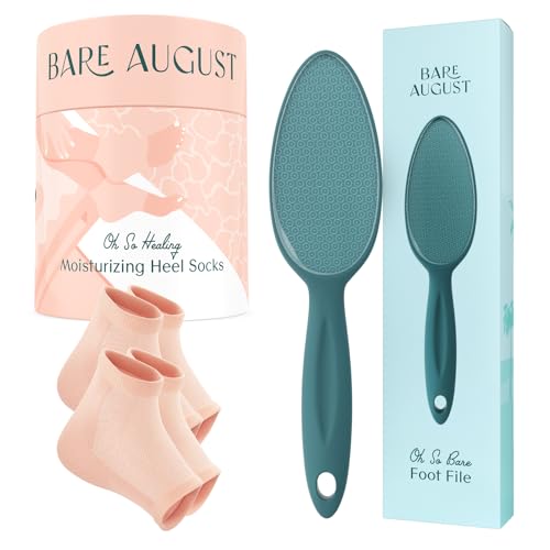 Bare August Glass Foot File & Overnight Heel Socks Bundle