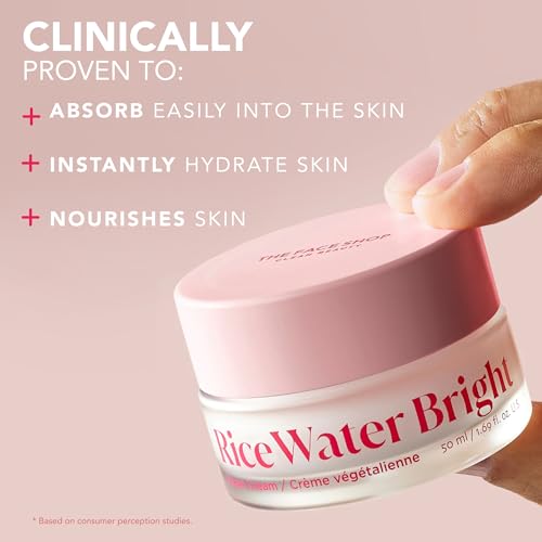 The Face Shop Rice Water Bright Vegan Cream - Instant Moisturization Quick-Absorbing Formula - Vegan, Brightening - Rice Water, Niacinamide, Hyaluronic Acid - Moisturizer Face Cream - Korean Skin Care