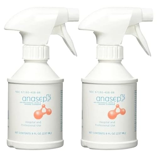 Anasept Skin and Wound Spray 8 oz Bottle with Finger Sprayer (Pack of 2) Wound Spray, Sterile Rinse, Comprehensive Wound Care for Effective Cleansing, Healing and Burn Relief with GeoMetal¢â Gauze Pad