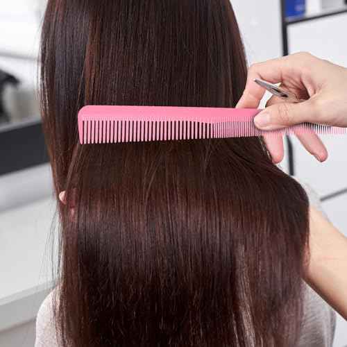Boao 6 Pieces Tapered Comb Carbon Fiber Salon Hairdressing Fine and Wide Tooth Comb Heat Resistant Tapering Barber Stylist Cutting for Men Women(Pink)