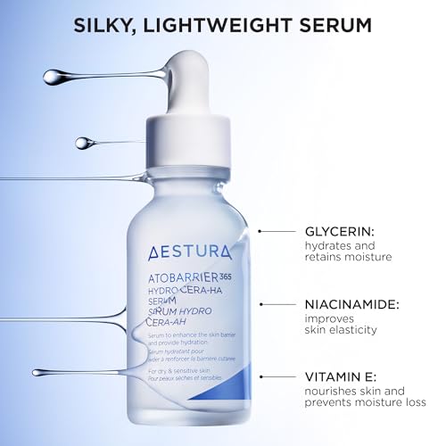 AESTURA ATOBARRIER365 Hydro CERA-HA Face Serum with Ceramide, Hyaluronic Acid, and Niacinamide for Skin Moisture Barrier Repair | Deep Hydration, Suitable for Dry & Sensitive Skin, 30ML / 1.01 fl.oz.