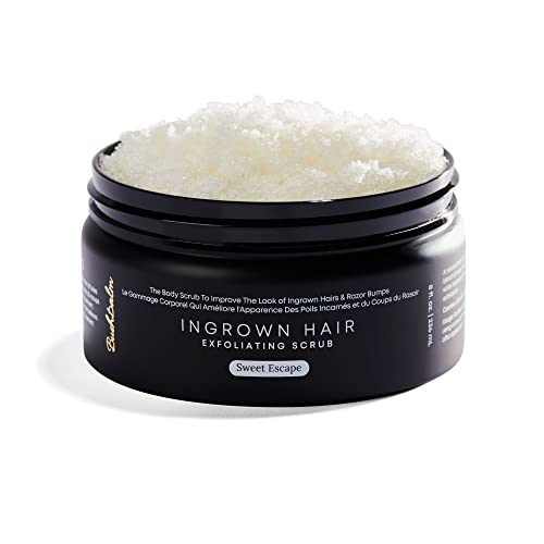 Bushbalm Ingrown Hair Exfoliating Scrub - Reduces Appearance of Ingrown Hairs and Helps with Underarm Bumps - Soothes Razor bumps, Post Shave Redness and Itching - 236 ml Sweet Escape