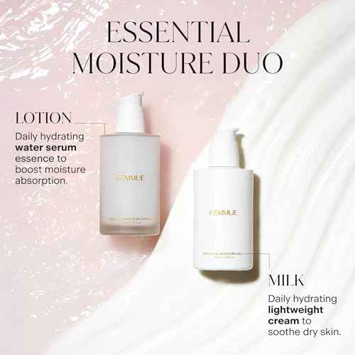 FEMMUE Essential Moisture Milk Face Moisturizer (3.72 oz) | Lightweight Daily Hydrating Cream to Soothe Dry Skin | Korean Skin Care
