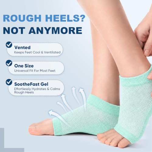 Moisturizing Gel Heel Socks - 2 Pairs for Cracked Feet