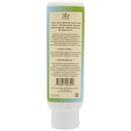 RA COSMETICS Shea Butter Body Lotion with Cucumber Melon & Jojoba Oil Hand & Body Moisturizer with Vitamin E 6 oz