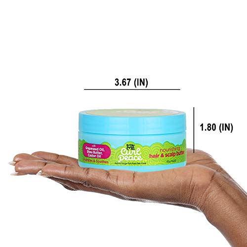 Just For Me Curl Peace Nourishing Hair & Scalp Butter - Hydrates & Soothes, Contains Grapeseed Oil, Shea Butter, Castor Oil, Prevents Breakage, Increases Softness, No Animal Testing, 4 oz