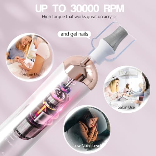 Electric Nail Drill Machine with 8 Bits for Home Manicure & Pedicure