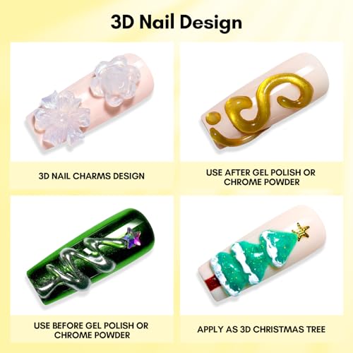 Makartt 3D Nail Gel, Sculpting Gel for Nail Art, 2 Pcs 15g DIY Craving Gel, No Wipe 3D Molding Gel for Nails Decoration Drawing Nail Gel, Manicure Sculpture Nail Charms Gel