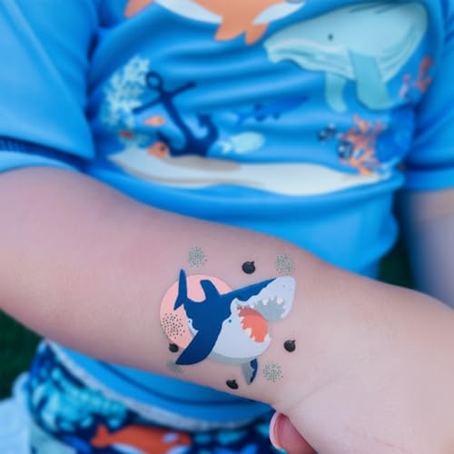 PapaKit 36 Pc Ocean Animals Temporary Tattoos for Kids - 18 Individually Wrapped Sheets | Under The Sea Birthday Party Favors, School Rewards, Goodie Bag Fillers