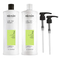 Nioxin System 2 Shampoo & Conditioner Duo for Natural, Progressed Thinning - Pumps Included