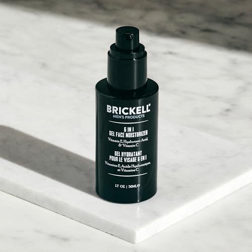 Brickell Men's 6 in 1 Gel Face Moisturizer for Men, Natural and Organic Gel Moisturizer, 1.7 ounces, Unscented