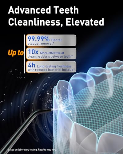 MySmile LP221 Cordless Water Flosser with UVC Light & OLED Display - Midnight Black