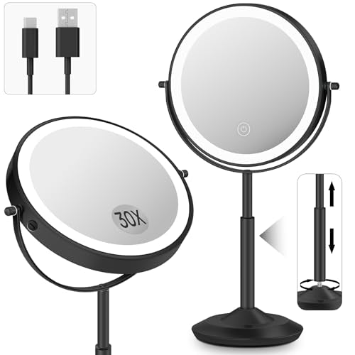 Lighted Magnifying Makeup Mirror 30X/1X with Rechargeable Battery