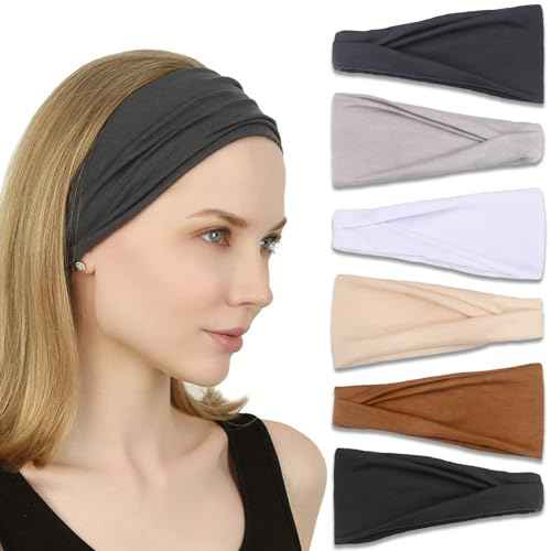 IVARYSS Headbands for Women, Non-Slip, Premium Stretchy Head Bands Hair Accessories,Wear for Yoga, Fashion, Working Out, Travel or Running, 6 Pack, Neutral