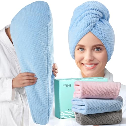 3 Pack Microfiber Hair Towel Wrap, 30" x 10" Quick Dry