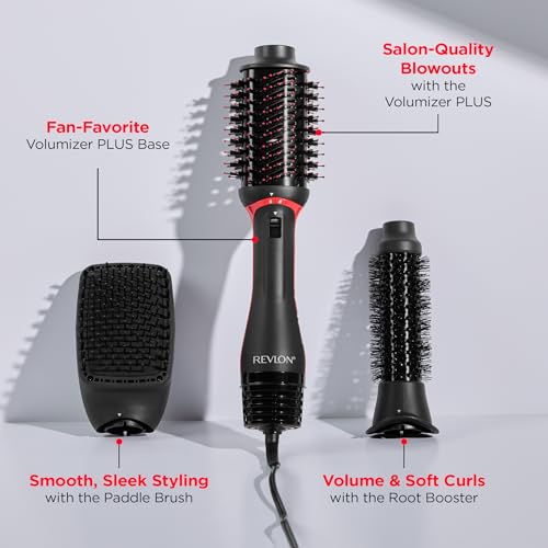 Revlon 3-in-1 Multi-Styler Blow Dryer Brush with Volumizer & Root Booster (Black)