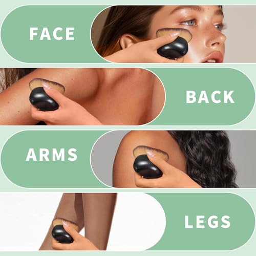 Extra Large Body Makeup Brush Kabuki Brush for Foundation & Bronzer, 75 mm Wide-headed Kabuki Brush Provides More Even&Pretty Application, Sunscreen Face&Back Makeup Brush, Wet & Dry Use (Black)