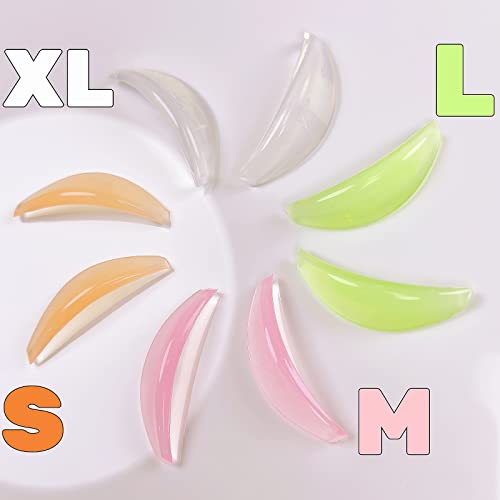 Liber beauty Lash Lift Rodss,DIY Eyelash Lift Pads,Silicone Eyealsh Perm Rods,Lash Lifting at Home 8 Pcs Eyelash Curler Pads 4 Sizes Reusable Soft Silicone Shields (New L curl Lift Pads)