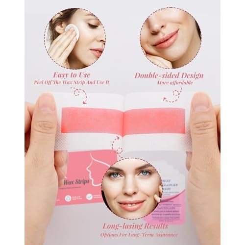 40PCS Facial Wax Strips for Hair Removal, Facial Hair Removal for Women, Waxing Kit for Women's Face, Bikini, Chest, Body, Arms, Legs, Back | 40ct Waxing Strips & 4 calming Oil Wipes