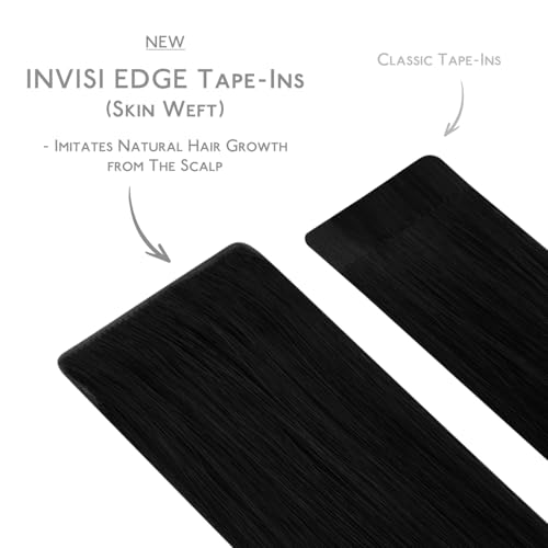 WENNALIFE 18 Inch Invisi Edge Tape-in Hair Extensions - Jet Black