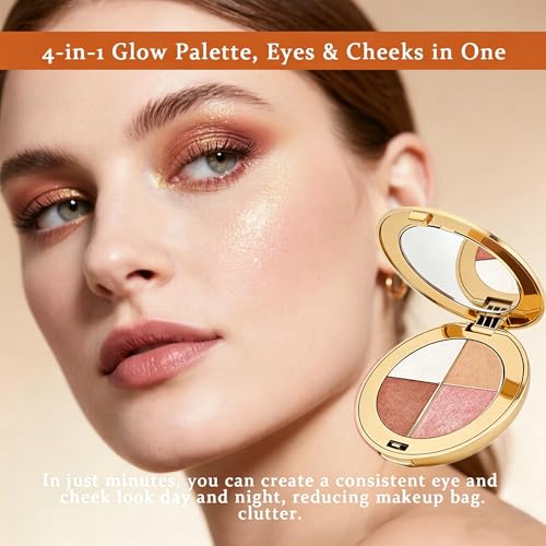 4-in-1 Eye & Cheek Palette - Radiant Glow Highlighter & Eyeshadow