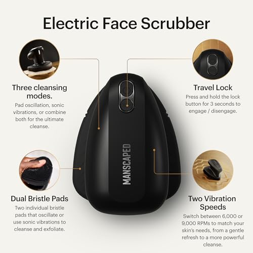 MANSCAPED Face Buffer PRO - Electric Sonic Silicone Face Scrubber for Men